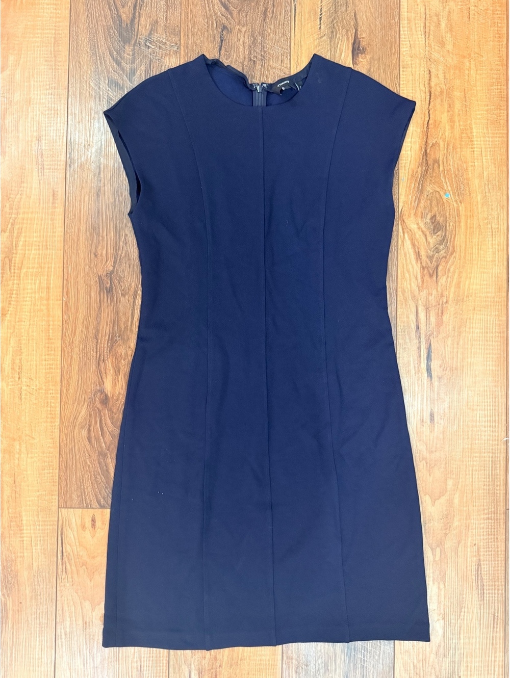 Theory Women’s Navy Blue Sheath Dress Size 10 Tailored Cap Sleeve Career Work